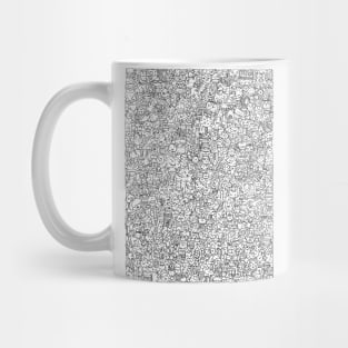 Doodle line art creatures illustration black and white design by shoosh Mug